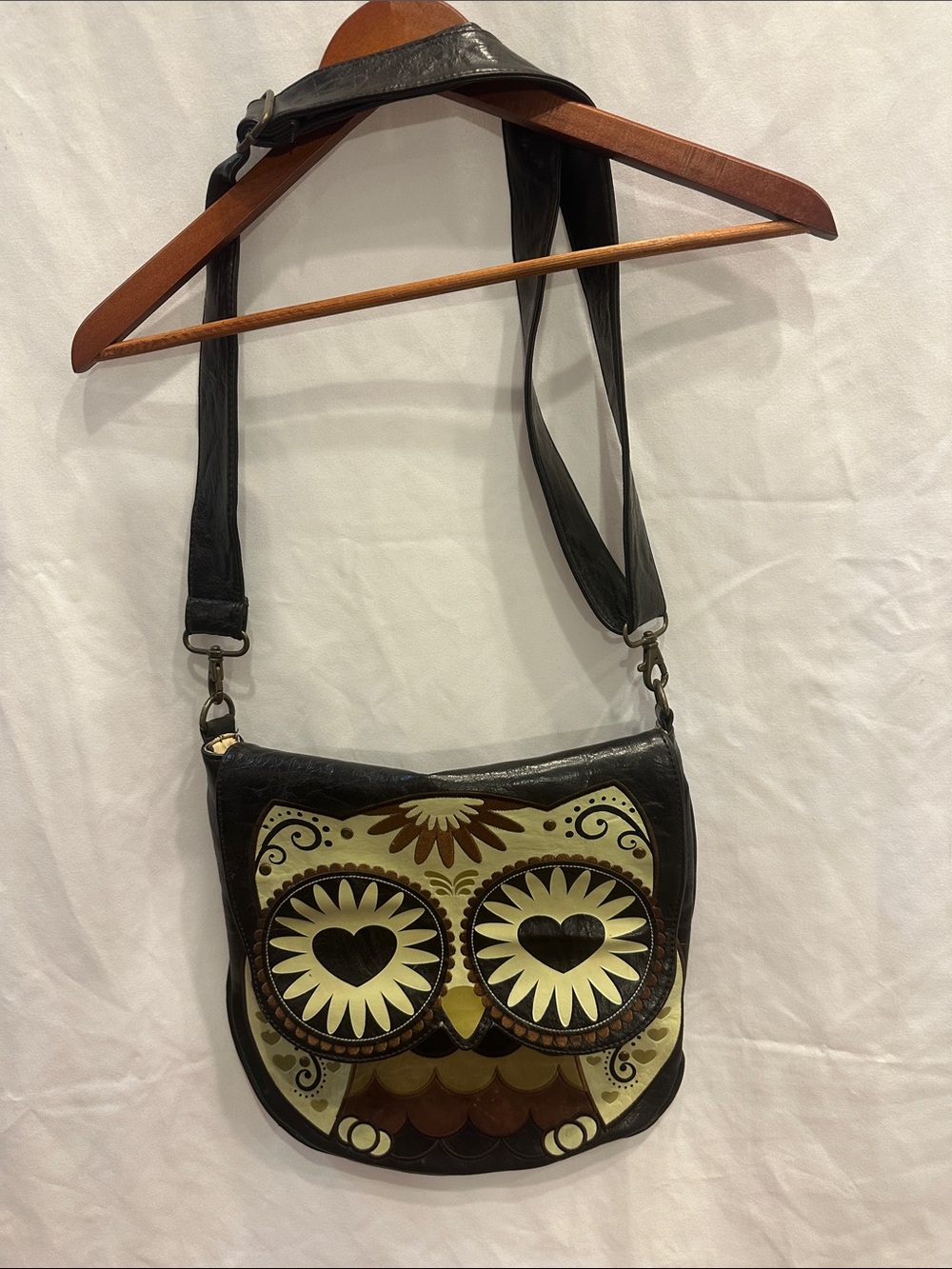 Loungefly Black and Brown Owl Crossbody Bag